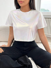 Summer White Y2k Solid Round Neck Tee